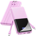 CFIAI Portable Charger 15000mAh Slim Power Bank with Built in Cables | 22.5W Fast Charge, Travel Essential, 50% Larger Capacity USB C Battery Pack for iPhone Samsung Android, Lavender - color: Lavender