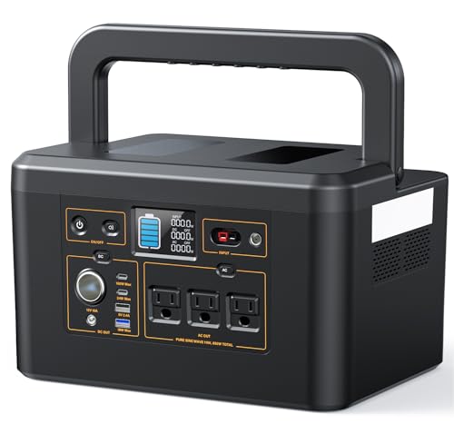 Portable Power Station 650W (1200W Peak), 576Wh Solar Generator - color: Black