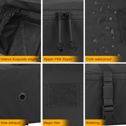 PETAC GEAR 4 PCS Tactical Modular Packing Cubes with Waterproof Material, Large Capacity Storage Bag, Easy Clean Outdoor Travel Organize Storage Pouches Bags (BK) - color: BK