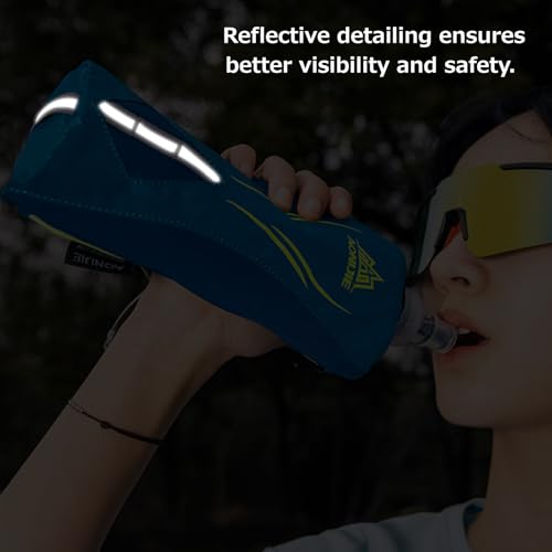 Azarxis TPU Soft Flask Collapsible Water Bottles BPA-Free 250ml 350ml 500ml for Hydration Vest Pack Running Hiking Cycling Climbing - color: A - Blue 500ml Handheld Bottle