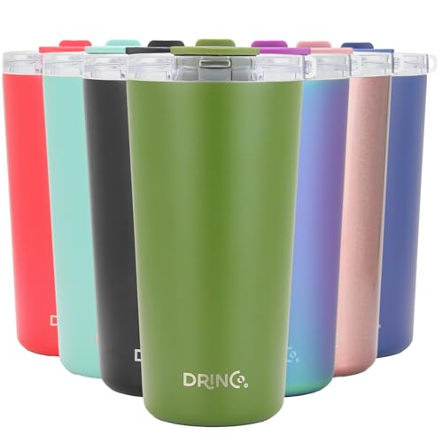 Drinco - 20 oz Stainless Steel Tumbler | Double Walled Vacuum Insulated Mug With Lid, 2 Straws, For Hot & Cold Drinks (20oz Forest, 20oz) - color: 20oz Forest