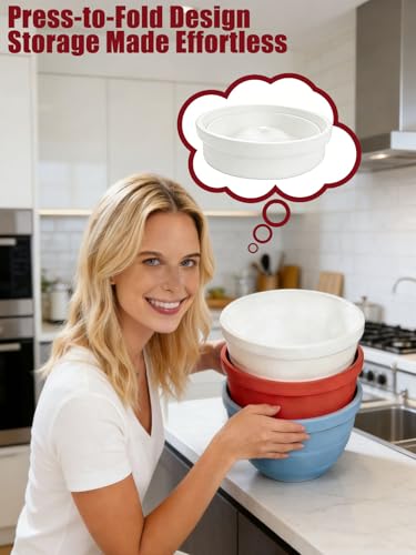 Collapsible Thickened Silicone Kitchen Aid Bowl Liners,Food Grade silicone bowl Liner,Fits 5Quart Stand Mixer,Reusable Bowl Insert with Airtight Lid,Kitchen Aid Mixer Accessories (Red) - color: Red