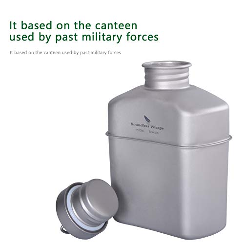 Boundless Voyage Titanium Military Canteen Outdoor Camping Hiking Water Bottle Mess Kit (Ti15158A (No cups))