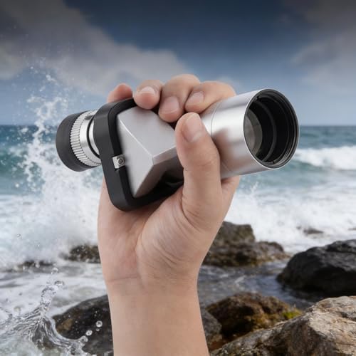 8x20 HD Monocular Telescope for Outdoor Use, Portable Manual Focus Pocket Telescope for Adult Explorers Silver