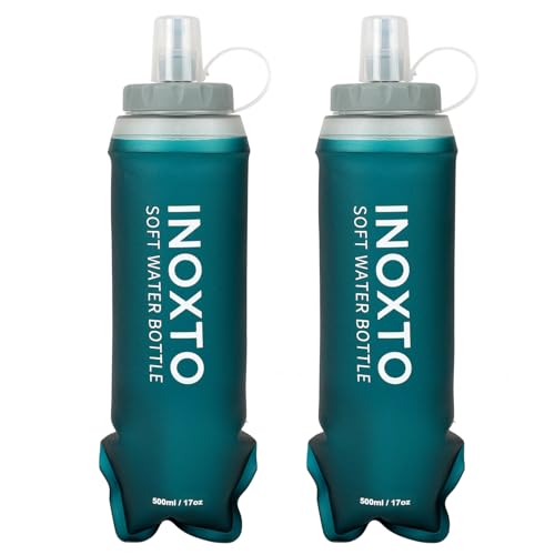 INOXTO Soft Flask,Collapsible Soft Water Bottles for Hydration Vests and Running Packs, Soft Flask Running Bottles for Hiking Cycling(250/500 ml) (2 PCS 500ML) - size: 2 PCS 500ML