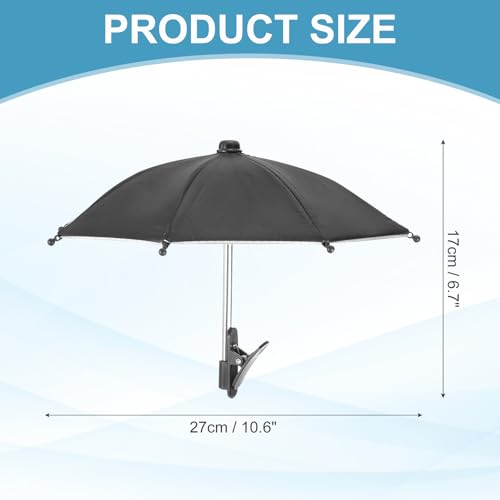 Phone Umbrella - Adjustable Cell Phone Umbrella Sun Shade with Stable Clip Universal Mini Cellphone Shade Cover for Beach/Pool/Outdoor, Black - color: Black