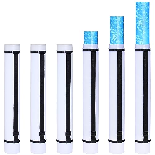 Ireer 6 Pcs Expandable Poster Tube with Strap for Documents Artwork Container Poster Transport Map Holder Tube Blueprint Storage Carrying Case for Architect Teacher Student 24.5'' to 40''(White)