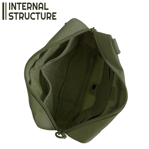 Tactical Molle Admin Pouch | Utility EDC Tool Pouch Bag | Backpack Strap Pouch | Battle Belt Accessories Pouch for Chest Vest Waist Gear - color: Army Green