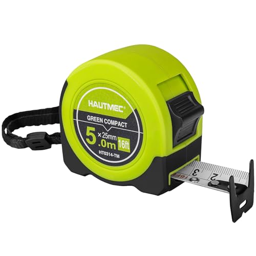 HAUTMEC Tape Measure 16ft with Fractions 1/8 – Dual Scale Metric & Imperial Measuring Tape Retractable – Compact Economical for Home DIY Renovations Crafting Quick Fixes HT0314-TM - style: 16ft