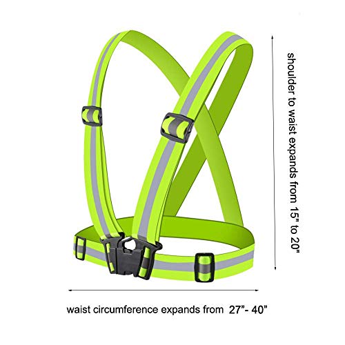 Chiwo Reflective Vest Running Gear 2Pack, High Visibility Adjustable Safety Ves for Night Cycling,Hiking, Jogging,Dog Walking - color: Green
