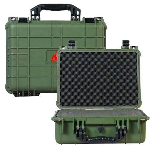 Jack Boss Waterproof Hard Camera Case with Pre-cut Foam,Green - color: GREEN, size: 16x12.8x6.8 in