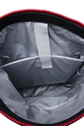X RAY Roll Top Laptop Backpack for Men Women, PU Leather Expandable Roll Up Backpack Capacity Adjustable 22L & Fits 15.6" Laptop, Black/Red - color: Black/Red