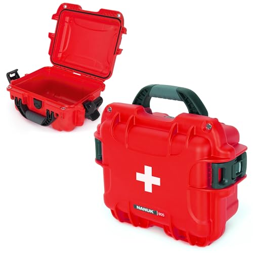 NANUK 905 Waterproof First Aid Case Empty – Durable, Medical First Aid Organizer Case, IP67-Rated, Dustproof, Impact-Resistant, and Floats (9.4" x 7.4" x 5.5") – Red - size: 905 - Empty