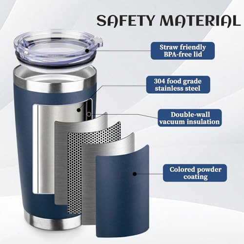 StarSpeed 20oz Stainless Steel Travel Coffee Tumbler,Navy Blue - color: Navy Blue