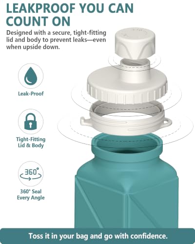 BEAUTAIL Collapsible Water Bottles 21oz/610mL, Silicone Travel Water Bottle - color: Blue