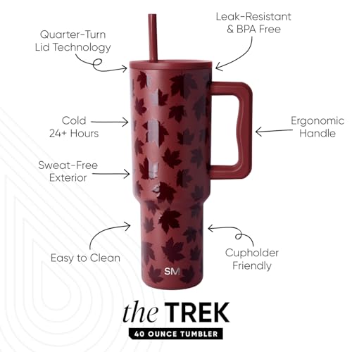 Simple Modern Halloween Tumbler with Handle | 40oz | Leaves - color: Autumn Maple, style: Trek Tumbler