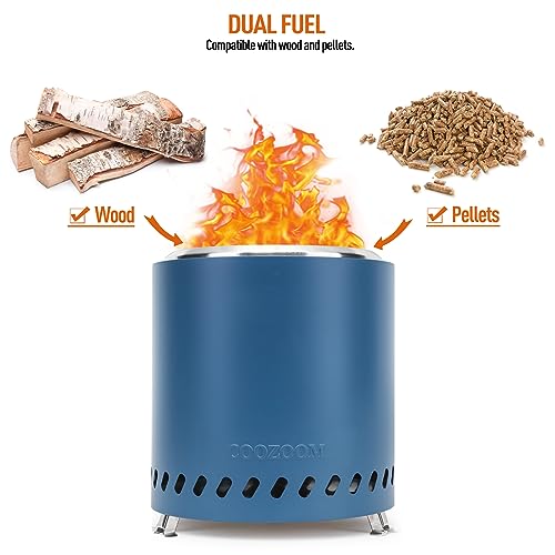Portable Table Top Fire Pit with Stand, 8.6" Stainless Steel Mini Outdoor Low Smoke Burning Tabletop Firepit Fueled by Pellets or Wood, for Outside Camping Blue - color: Navy Blue, size: 8.6 Inch