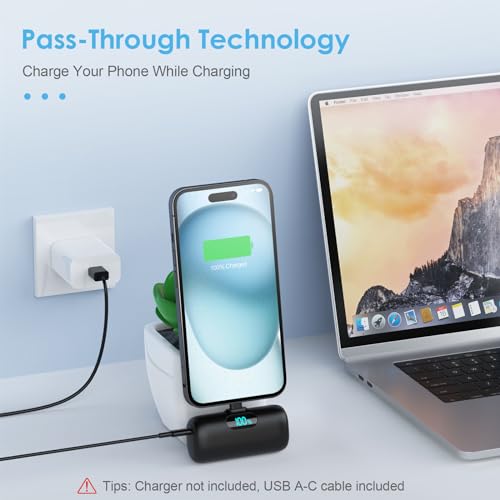Mini Portable Charger USB C Power Bank,Upgraded 5000mAh PD Fast Charging Battery Pack Built-in USB-C Connector Travel Essential for iPhone17/17Pro/17Pro Max/Air/16 Plus/16Pro Max/15 Series,Android - color: Black