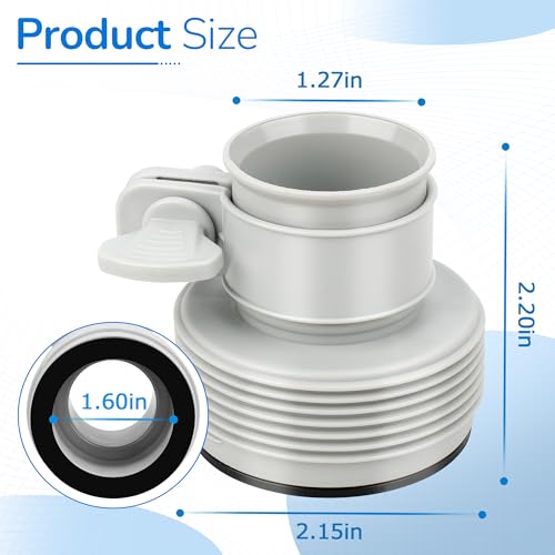 2-Pack Pool Plunger Valve & Type B Adapter 1.25" to 1.5" fits Intex | 1.25" Clamp-On to 1.5" Screw-On Conversion, for 1500/2500/4000 GPH Pumps, Sand Filters, Saltwater Systems