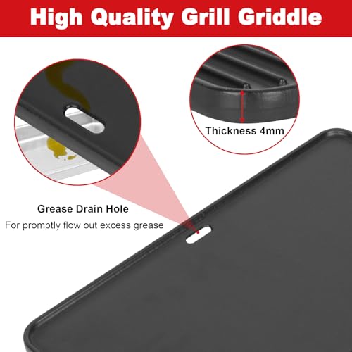DELSbbq 16"x10" Reversible Cast Iron Griddle for Weber Go-Anywhere Grills | Portable Griddle Plate for Charcoal & Gas Go-Anywhere, Heavy-Duty Cast Iron Replacement for Weber 80631 67195,for Camping BBQ - size: 16" x 11" x 3"