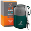 Vacuum Insulated Food Jar. Large 17oz Bowl incl. Folding Spoon, Cup. Wide Mouth Keep Hot & Cold Drinks Soup Lunch Container for Adults. BPA-Free Stainless Steel, Proof Brilliant Green - color: 17oz Brilliant Green