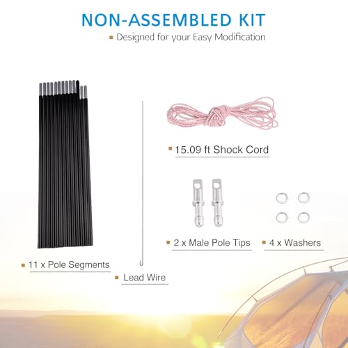 Aluminum Tent Poles Replacement, Fits Both Female and Male Ends, Lightweight Tent Pole Repair Kit, 7001 Aluminum Alloy T6 Heated - color: 14 ft 7 in, size: 2 Poles Pack