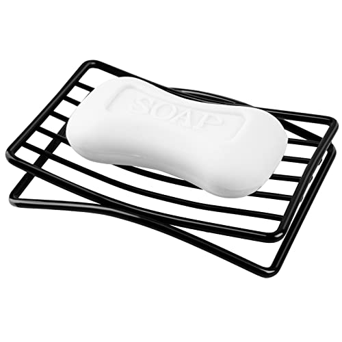 Soap Dish Bar Soap Holder for Shower Bathroom, Stainless Steel Self-draining Sponge Holder for Kitchen Sink Bathtub, Easy Cleaning Quick Dry, Black - color: Black-1 Pack