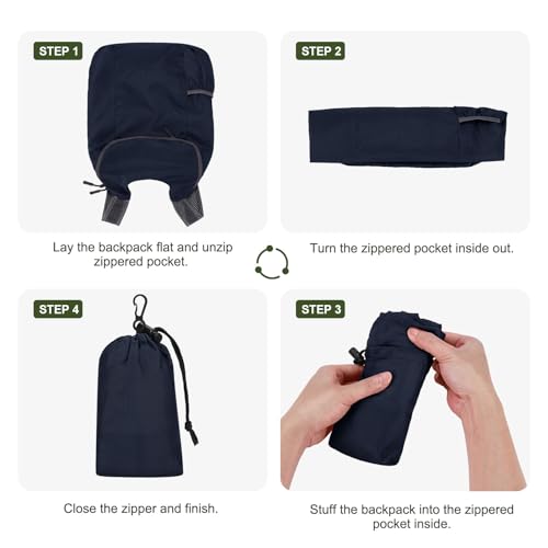 Lightweight Foldable Backpack,Travel Hiking Daypack Packable Bag | Dark Blue,20L Folding Backpack for Outdoor, Cycling,Camping, for Men and Women - color: Drak Blue