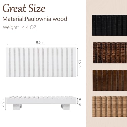 Bathroom Tray Rustic Farmhouse Decor Wood Stand, 8.6" * 3.6" White | Waterproof, Lightweight, Easy Clean, Wood Riser Kitchen soap holder Accessories for Office Desk, Vanity, Counter, Sink - color: White, size: 8.7" x 3.6" x 1.6"