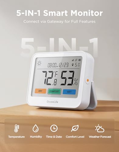 GoveeLife WiFi Thermometer Hygrometer 5-in-1, Large LCD 3-Pack with Gateway - style: Sub-1G Gateway+3 Pack