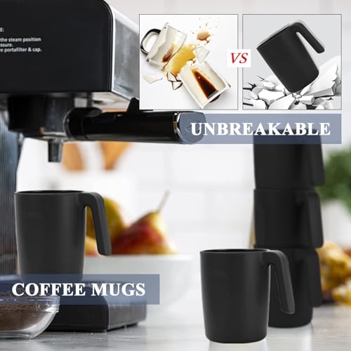 Homienly Unbreakable Coffee Mug Set - 6 Wheat Straw Reusable Cups | Dishwasher Safe Drinking Glasses | Alternative to Plastic Mugs & Glass Cups 16 oz for Camping, Kitchen (Black) - color: Black-Handle, size: 16 Ounces