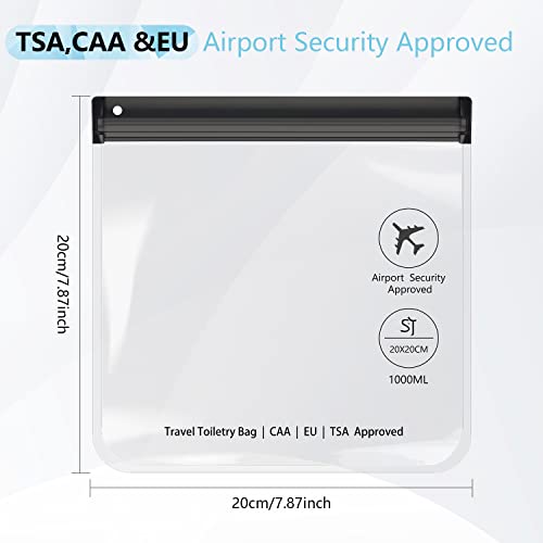 SLIJAR 4Pcs Clear TSA Approved Security Toiletry Bag Quart Size for EU UK & US Carry-on Regulations Waterproof & Leakproof Travel Bags for Liquids