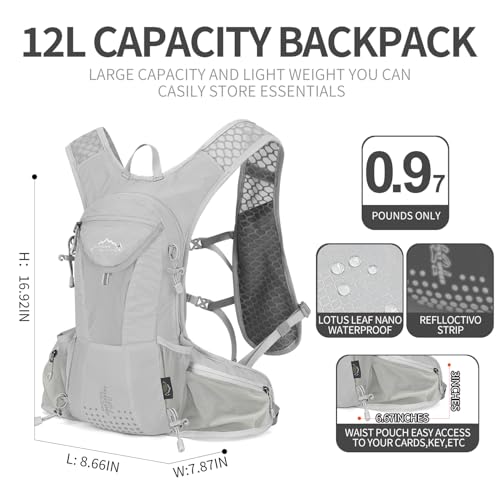 IX INOXTO Hydration Pack Backpack, Lightweight Water Backpack with 2L Hydration Bladder Daypack for Men Women,Running Hydration Vest for Trail Running Hiking Cycling Race Climbing - color: Grey white