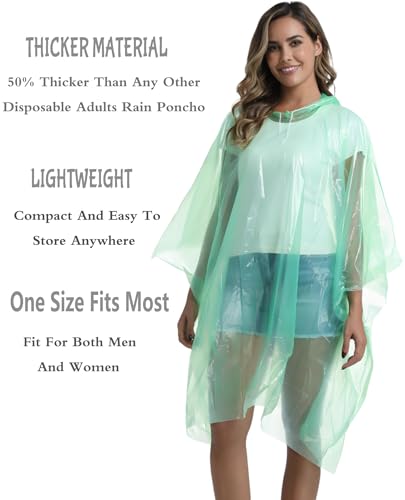 4/6/12 Pack Disposable Rain Ponchos for Adults - Emergency Rain Poncho for Camping Hiking Travelling - color: (4 Pack) Green
