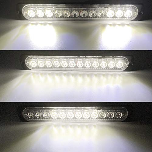 2pcs 12LED White Led Emergency Beacon Hazard Warning Flashing Strobe Light Bar Universal for Construction Vehicle Car Truck Trailer 12-24V - color: White