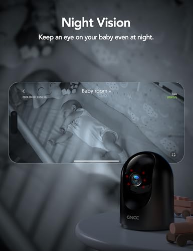 GNCC 2K Indoor Security Camera with Motion Detection, 2.4G WiFi, 1Pack | Motion Detection, Baby/Pet Camera with Phone App, Night Vision, 2-Way Audio, TF/Cloud Storage, Works with Alexa & Google Home - color: 2k-1pack-black