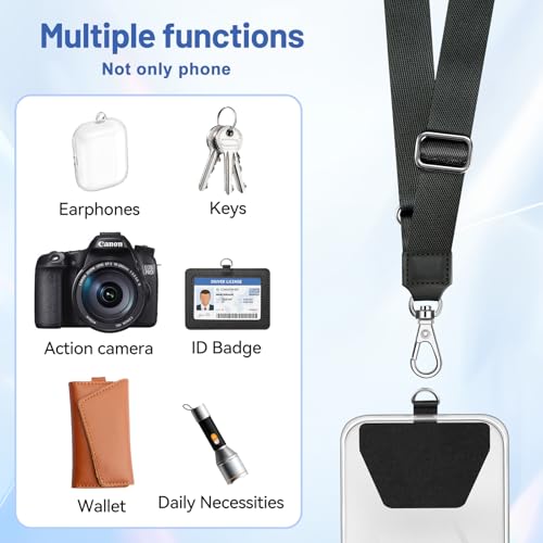Doormoon Phone Lanyard, Universal Adjustable Neck Strap for Phone Case Keys ID Badges Cell Phone Lanyard Compatible with iPhone, Samsung, Most Smartphones, 2 Pack, Black Light Purple - color: Black Light Purple