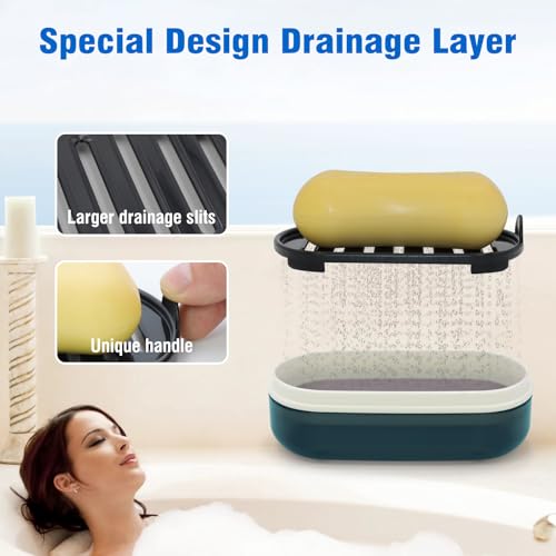 AIMAIAIMAI Travel Soap Container, Travel Soap Box with Removable Draining Layer for Camping, Gym (Blue Style A) - color: Blue Style a