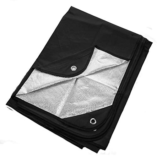 Arcturus Insulated Tarp, Reusable Heavy Duty Thermal Survival Blanket – 60x82in, Reflects 90% Body Heat, Waterproof, Windproof, 3-Layer Design, Reinforced Grommets, Black - color: Black