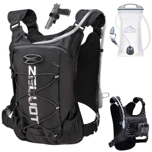 Zelvot Running Vest with 2L Water Bladder, Hydration Backpack, U.S. Design Patent, Lightweight Hydration Pack with Gear Holder, Reflective Chest Pack for Men Women - color: Black, size: M/L (12L)