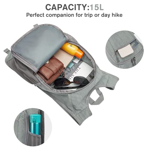 G4Free 10L/15L Hiking Backpack Lightweight Packable Hiking Daypack Small Travel Outdoor Foldable Shoulder Bag - color: Grey, size: 15L