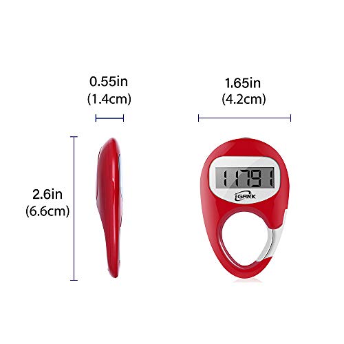 Simple Walking Pedometer 3D Step Counter for Men Women Kids - color: Red