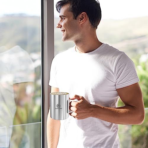 Stainless Steel Camping Coffee Mugs Set of 2,Insulated Camping Cup with Foldable Handle & Mesh Bag,Double Walled Metal Backpacking Cup for Outdoor Hiking（14oz） - style: Classic