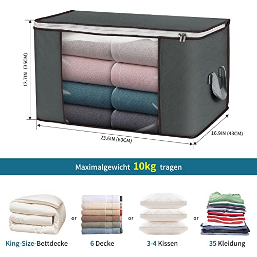 90L Large Storage Bags, 4 Pack Clothes Storage Bins Closet Organizers - color: Grey, size: 4 Pack-90L