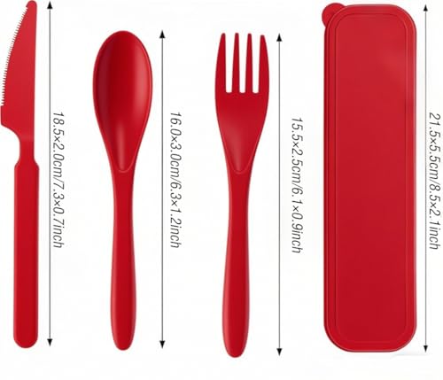 Reusable Portable Knife Fork Spoons Tableware(Yellow, Red, Dark Blue, Blue) - color: Yellow, Red, Midnight Blue, Blue