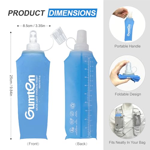 Soft Flask TPU BPA-Free 480ml Soft Water Bottle Leak-Proof Collapsible for Hydration Pack Running Vest Marathon Hiking Cycling (Light Blue) - color: 480ml Light Blue