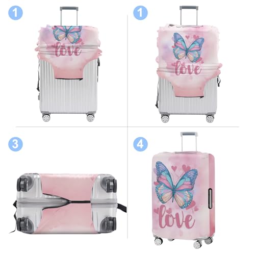 Butterflies And Letters Luggage Cover Washable Suitcase Cover Protector Fit 28-30 Inch Luggage Durable Travel Bag Cover with Zipper Closure L - color: butterflies and letters, size: L(28-30inch suitcase)