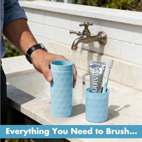 2Pcs Travel Toothbrush Case, Portable Couple Travel Toothbrush Holder with Dot,Toothpaste Container for Home, Travel, Business, Camping, School, 8.1x2.2x1.6 (Purple+Blue) - size: medium size