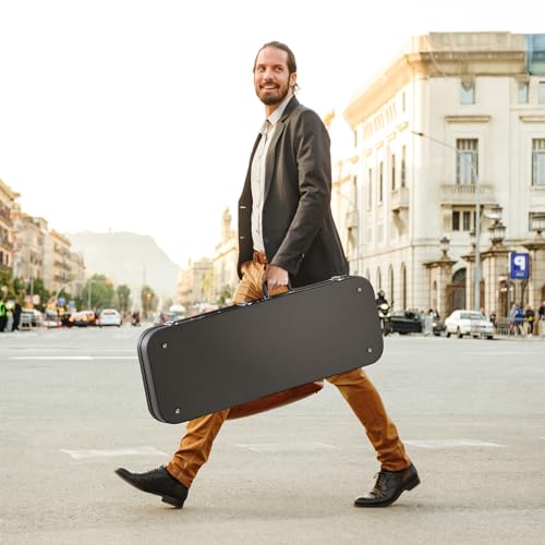 VEVOR Electric Guitar Hard Case, 43.11 in Rectangular Guitar Hard Case, With Lock Latch Keys Handle, PVC Padding Soft Lining Water-Resistant Hard Shell Guitar Cases, for 39 in Electric Guitars, Black | 43.11 Inch Hard-Shell Case with PVC Padding Soft Lini