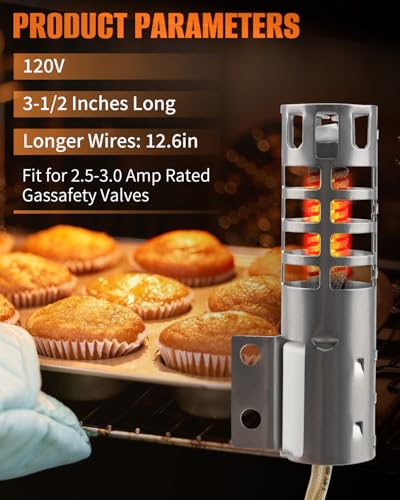 WB2X9154 Gas Stove Oven Igniter Fit for Rpoer/Kenmore/Hotpoint/GE Round Gas Range Ignitor, Replace 300259 WB00X6640 WB13K0001 WB13K10027,120V, 2.5-3.0A